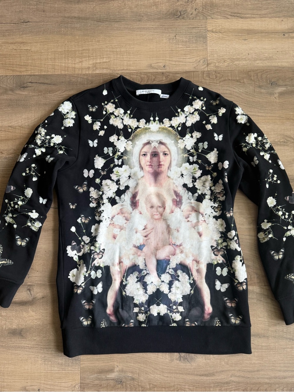 Givenchy Black Floral Madonna & Cherub Crewneck Sweatshirt